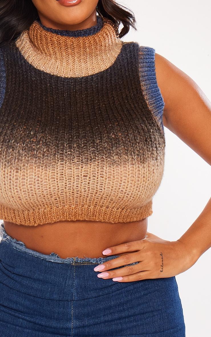 Shape Stone Ombre Knit Cropped Sleeveless Sweater Product Image