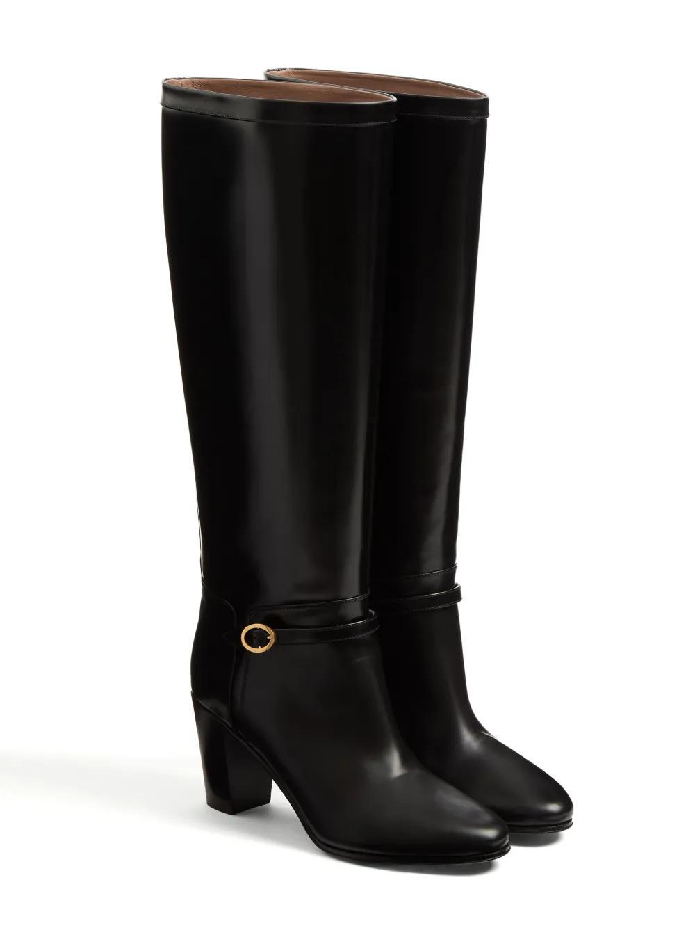 VALENTINO GARAVANI 75mm Pattie Leather Boots In Black Product Image