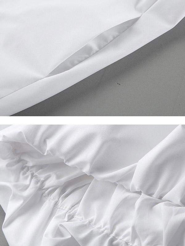 High-Low Sleeveless Elasticity Pleated Solid Color Split-Joint Tube Blouses&Shirts Tops Product Image