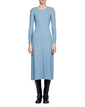 Womens Long-Sleeved Knit Midi Dress Product Image