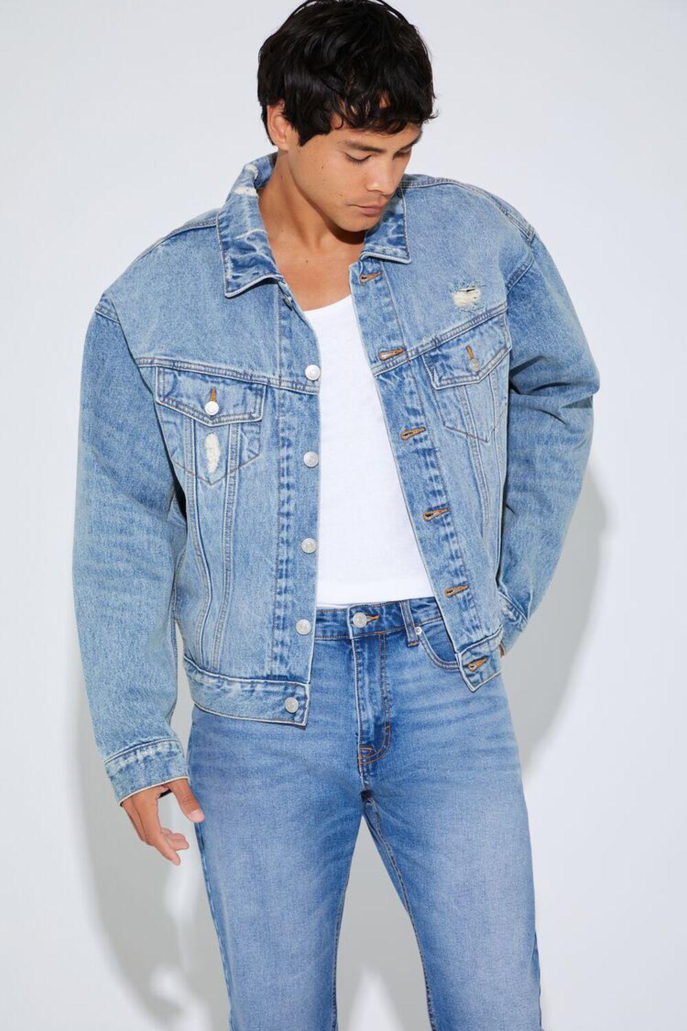 Distressed Denim Trucker Jacket | Forever 21 Product Image