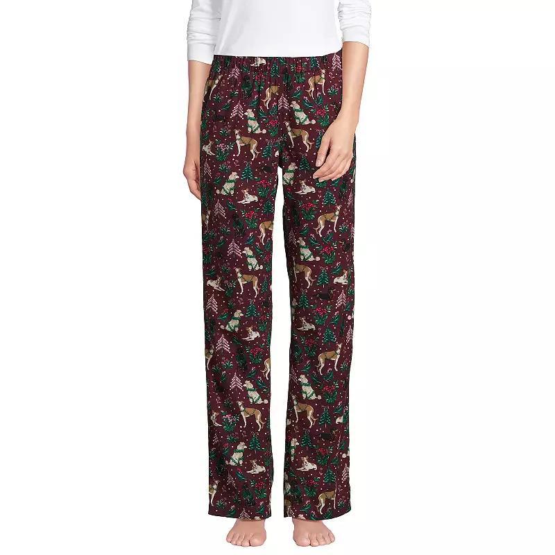 Petite Lands' End Women's Flannel Pajama Pants, Size: XS Petite, Red Hounds Product Image