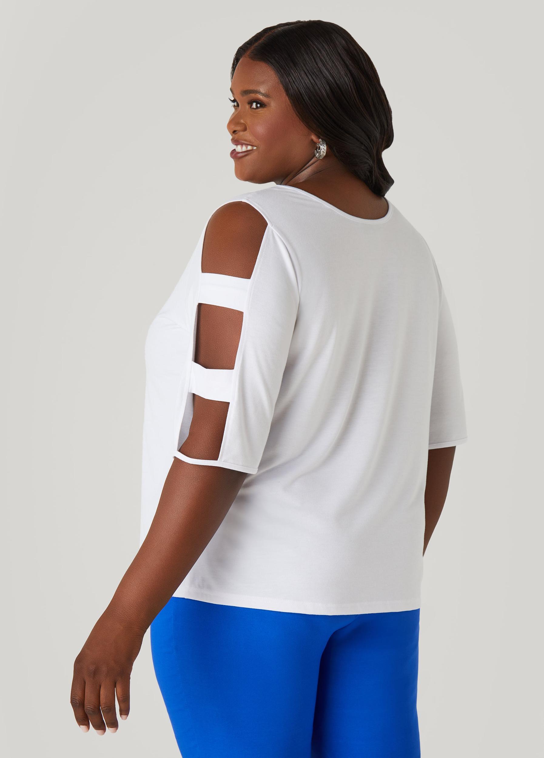 Plus Size Cutout Sleeve Jersey Top Ashley Stewart Product Image