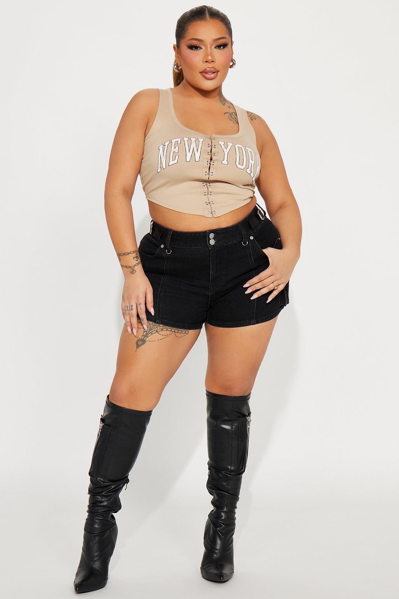 On Your Block Cargo Denim Shorts - Black Product Image