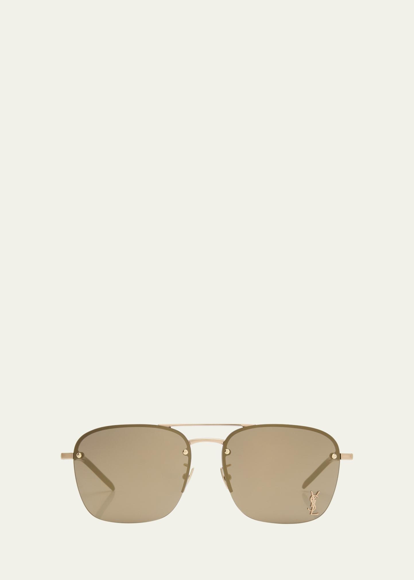 Raised YSL Metal Aviator Sunglasses Product Image