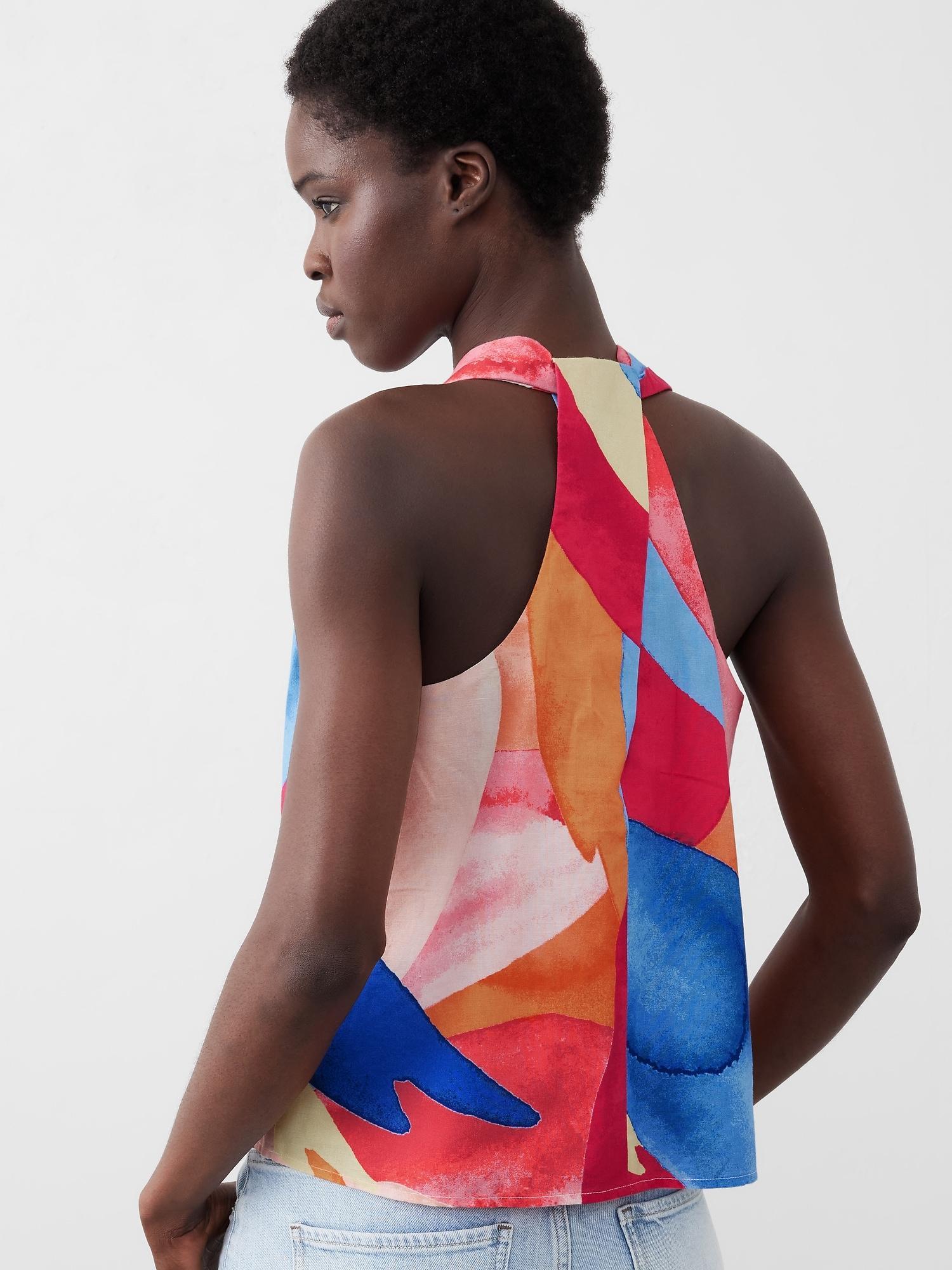 Linen-Blend V-Neck Top Product Image