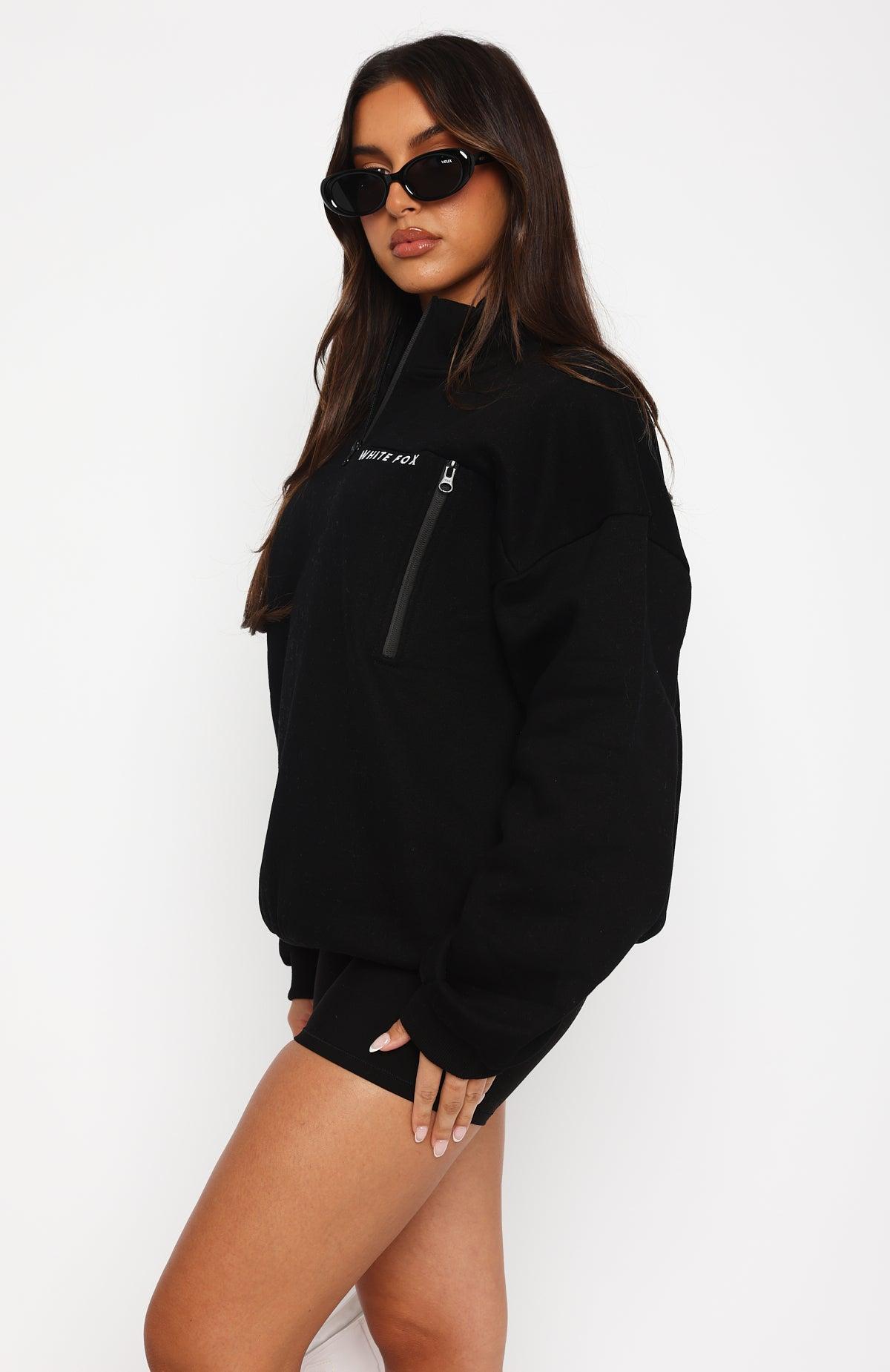 Where Did You Go Zip Front Sweater Black Product Image