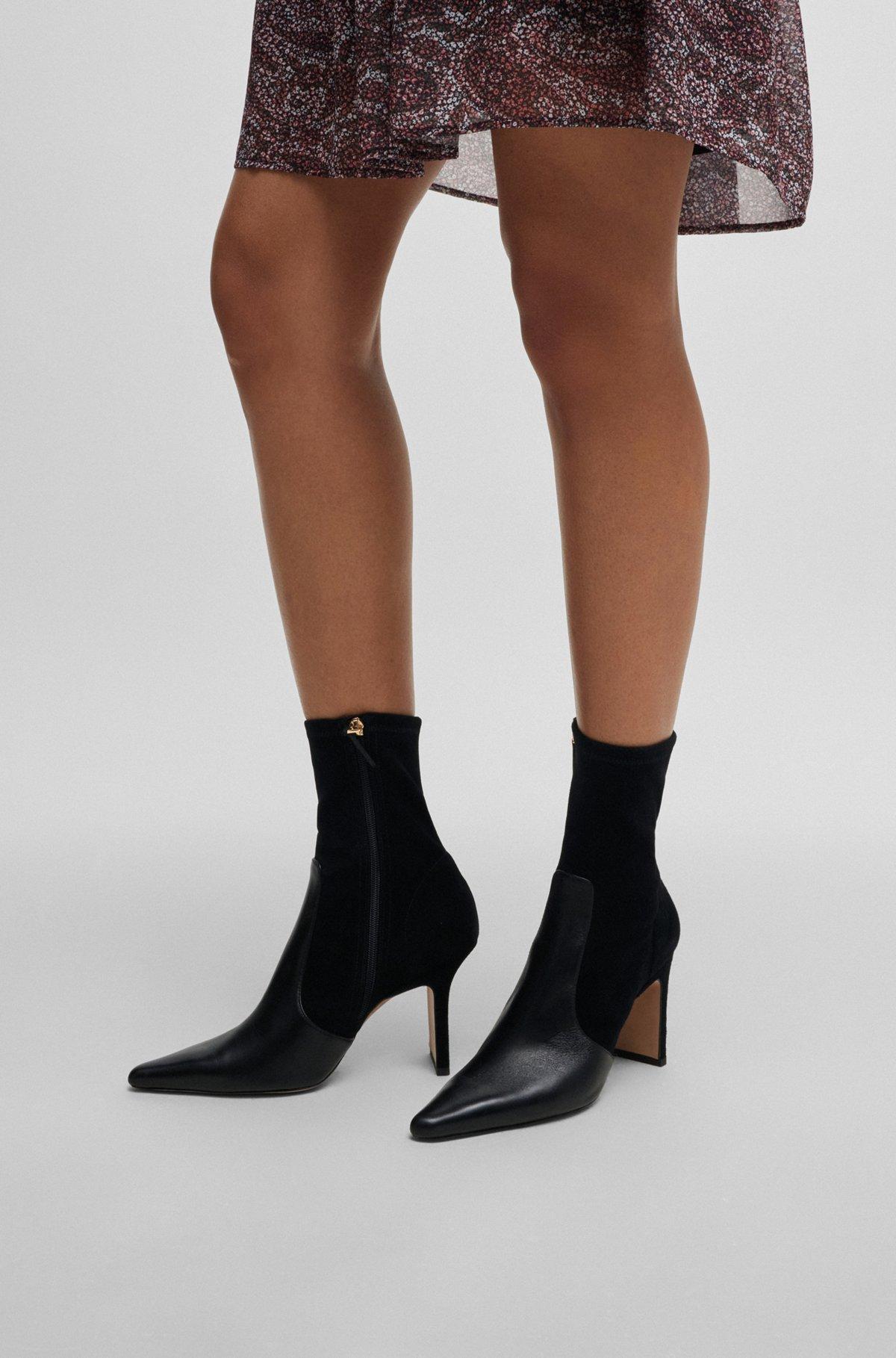 Ankle boots in suede and leather with side zip Product Image