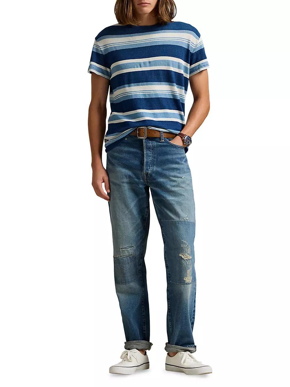 Striped Cotton and Linen T-Shirt Product Image