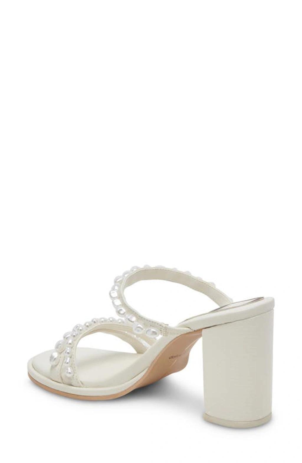 Barrit Pearl Vanilla Embellished Strappy High Heel Sandals In White Product Image