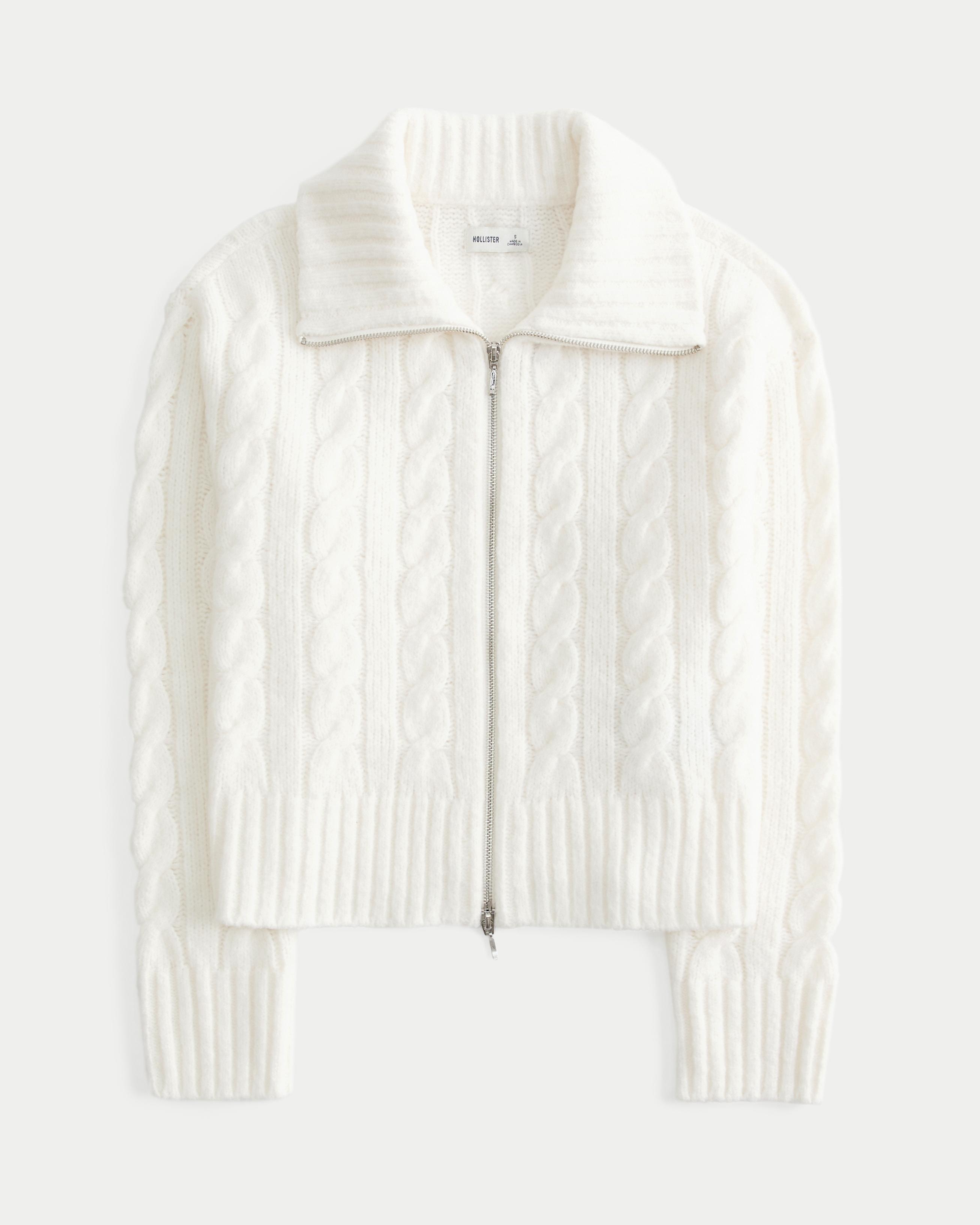 Hollister Comfy Cloud Zip-Up Cable-Knit Sweater Product Image