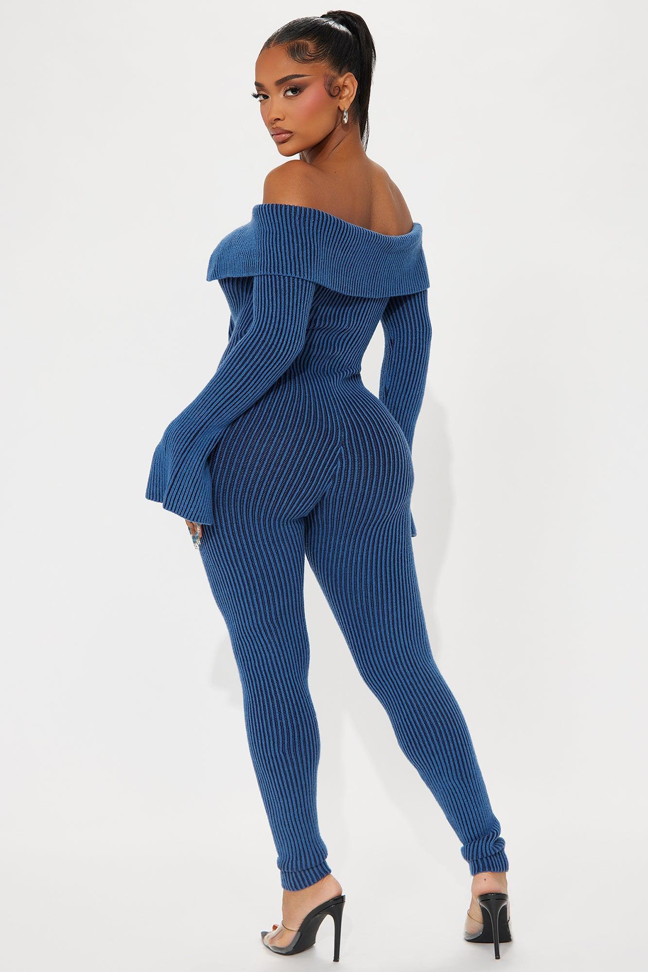 Cady Sweater Jumpsuit - Blue/combo Product Image