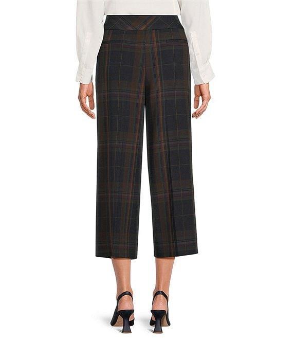Investments Petite Multi Plaid PARK AVE fit Elite Stretch Pull-On Wide Leg Crop Pants Product Image