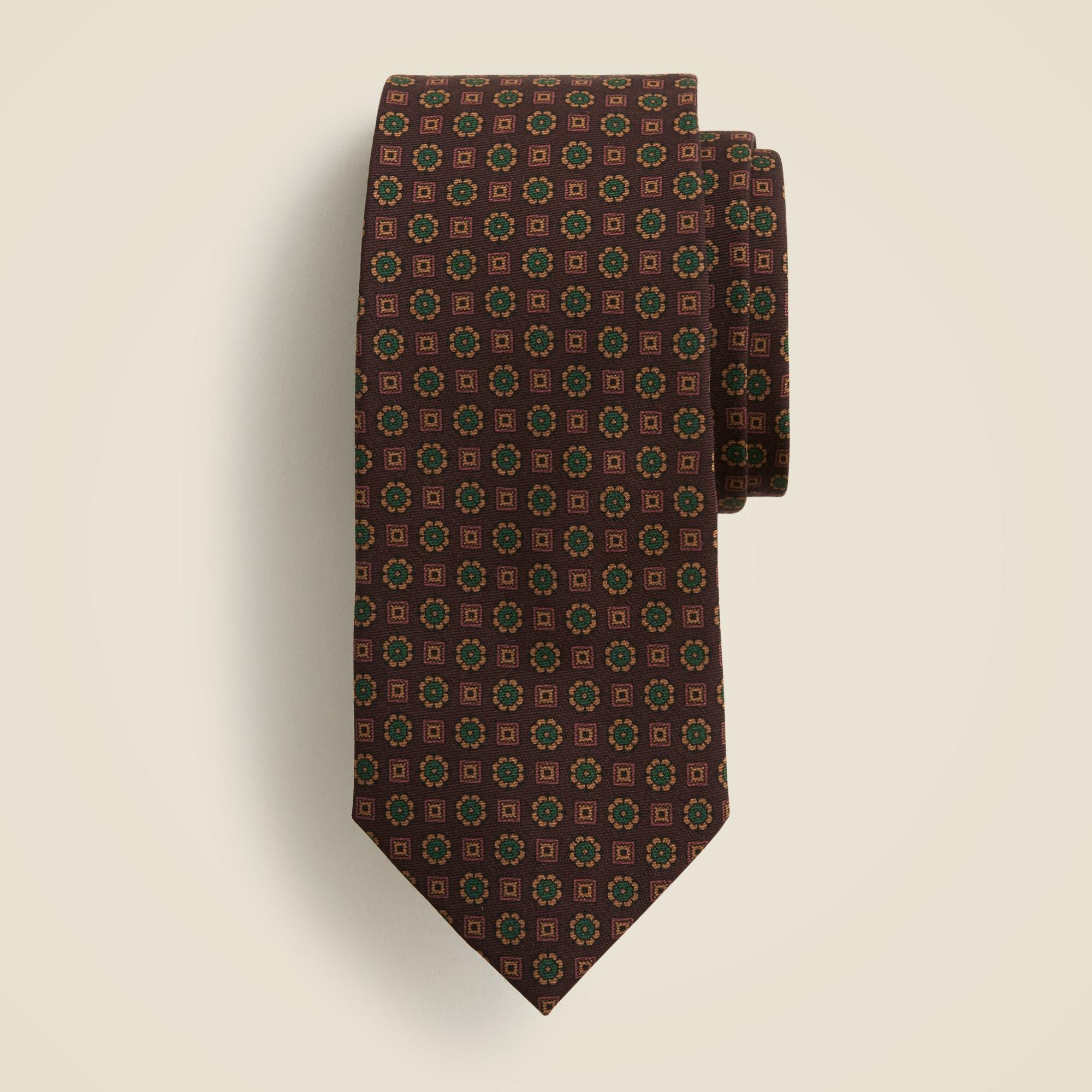 Italian silk-wool blend tie in print Product Image