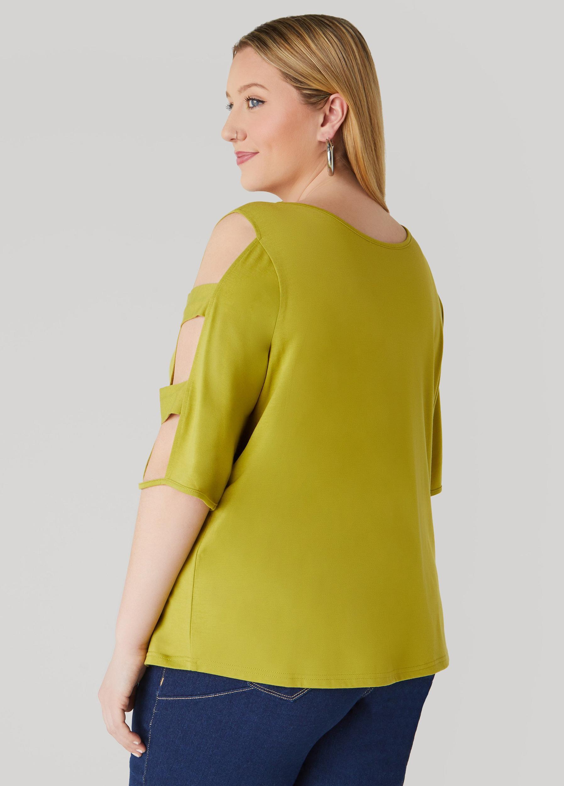 Plus Size Cutout Sleeve Jersey Top Ashley Stewart Product Image