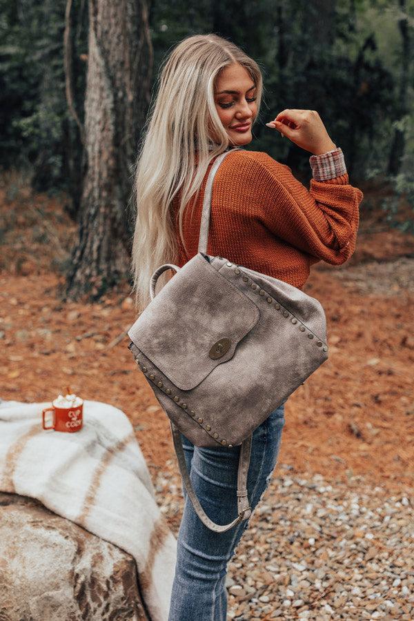 The Nabana Faux Leather Backpack In Grey Product Image