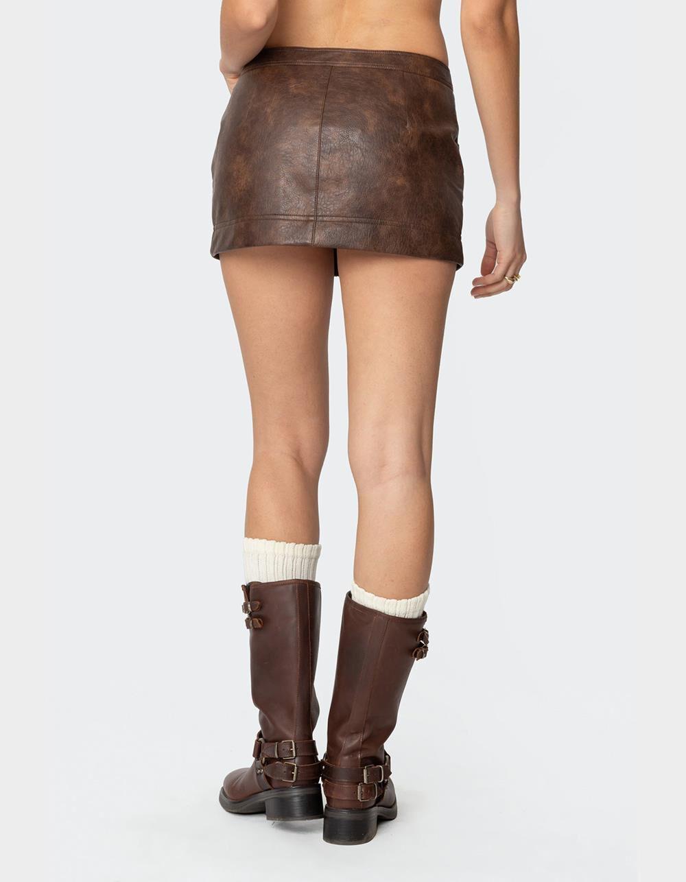 EDIKTED Pax Faux Leather Mini Skirt Product Image