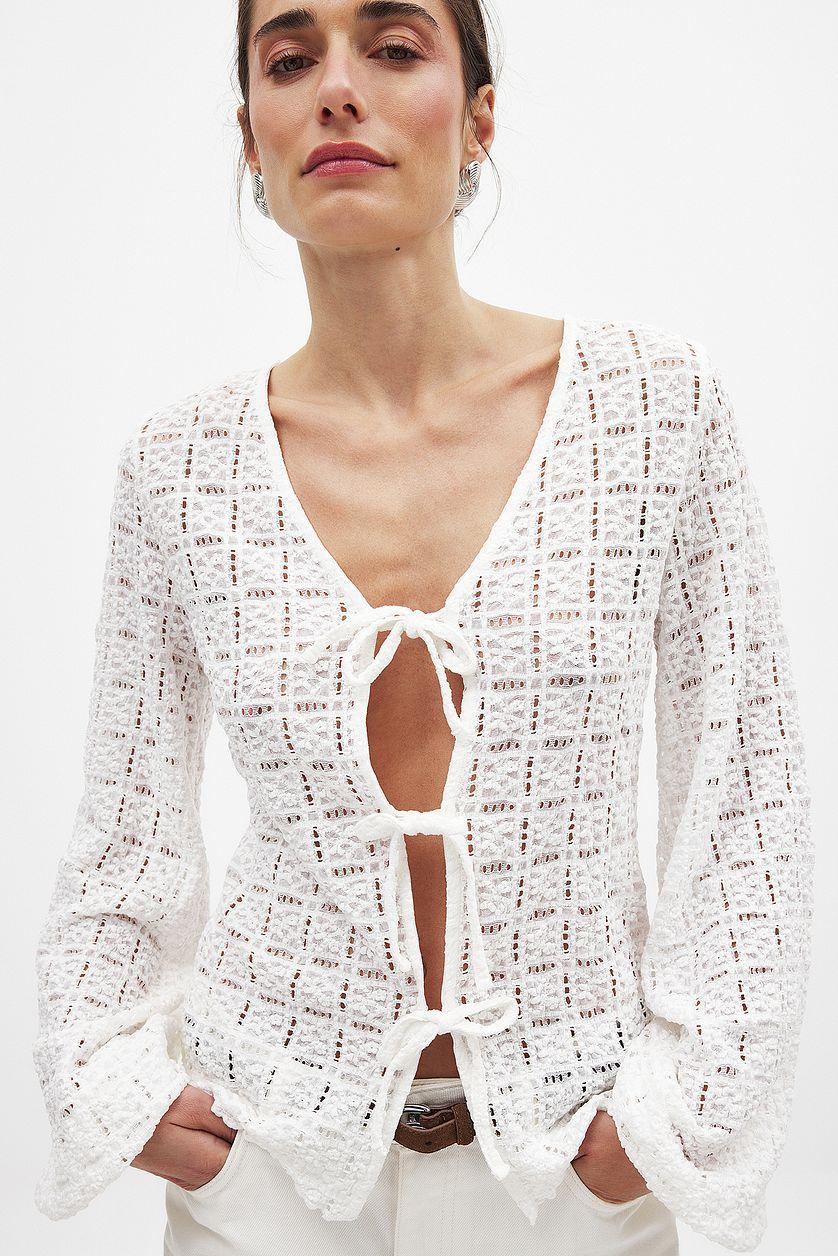 Balloon Sleeve Tie Top Product Image