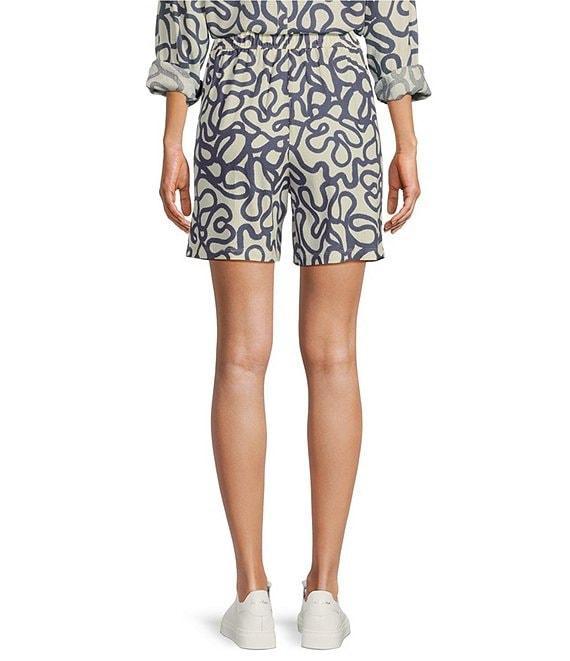 Every Woven Doodle Print Linen Blend High Rise Pull On Coordinating Shorts Product Image