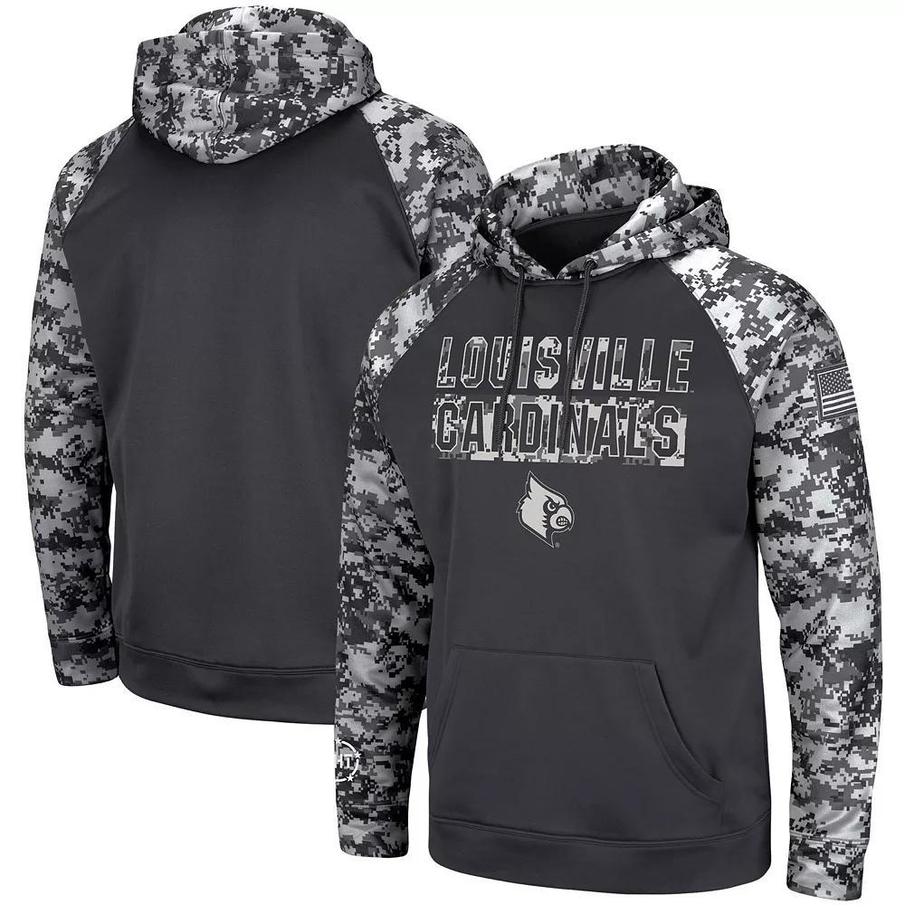 Men's Colosseum Charcoal Louisville Cardinals OHT Military Appreciation Digital Camo Pullover Hoodie, Size: Medium Product Image