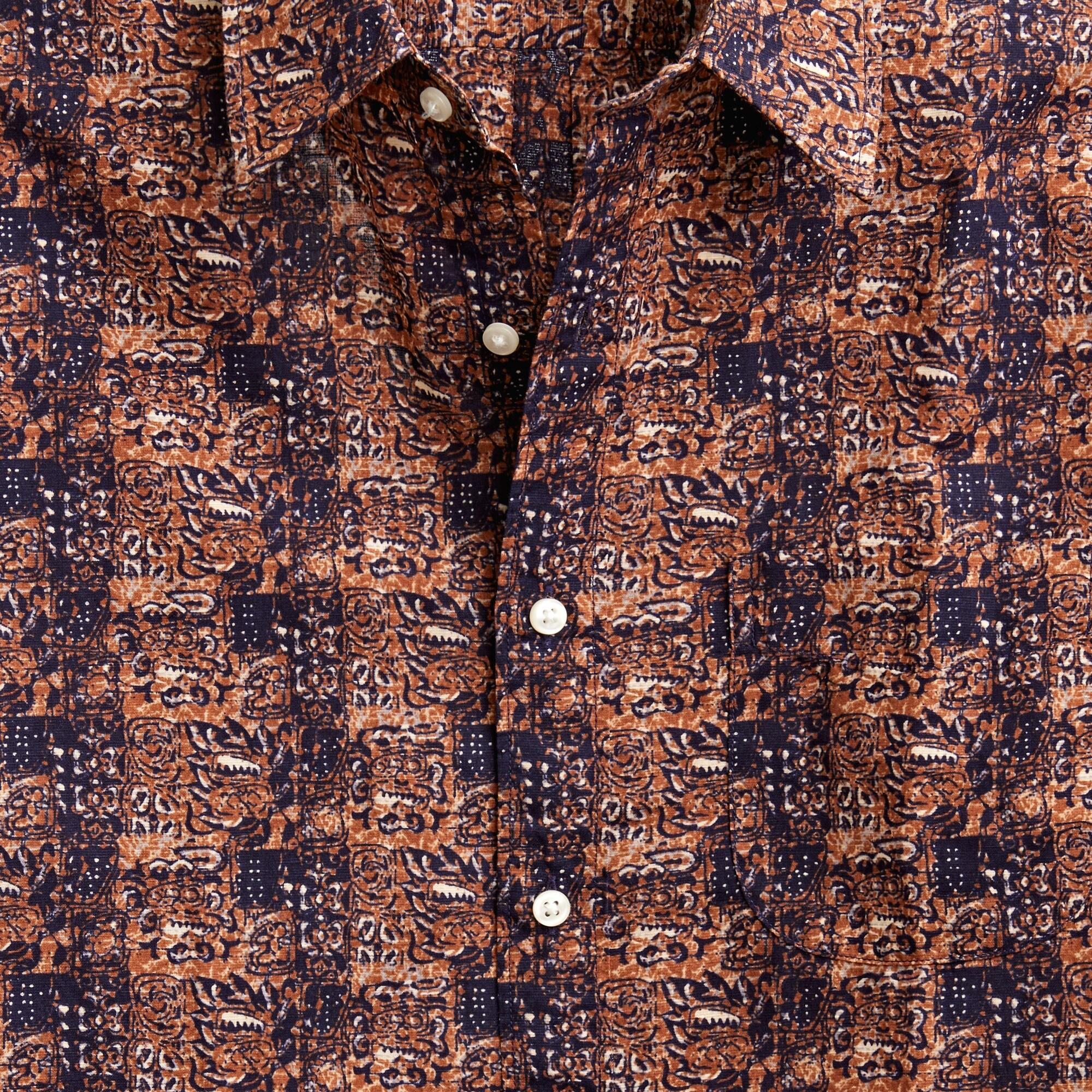 Short-sleeve cotton-linen blend shirt in print Product Image