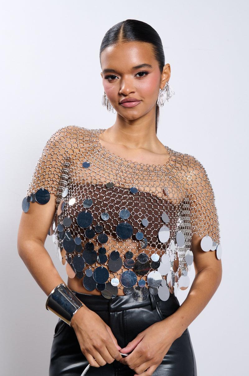 METALLIC SEQUIN CHAIN METAL TOP Product Image