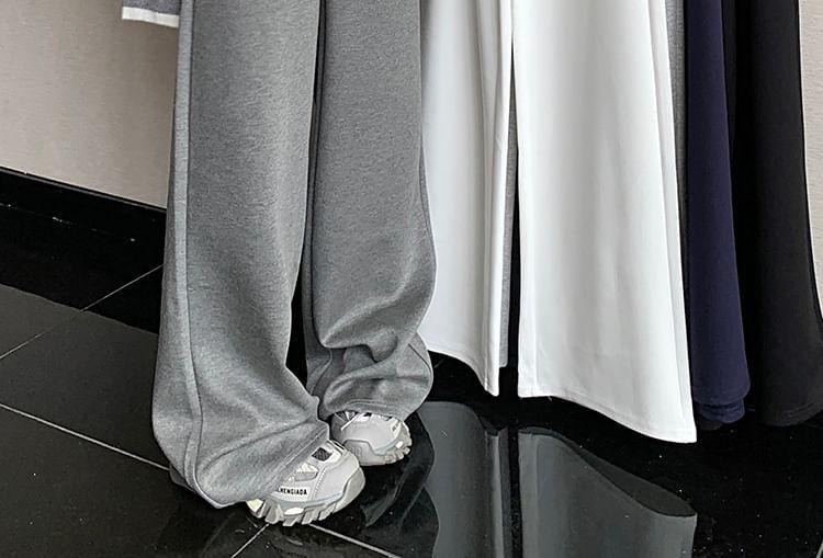 High Waist Plain Wide Leg Sweatpants Product Image