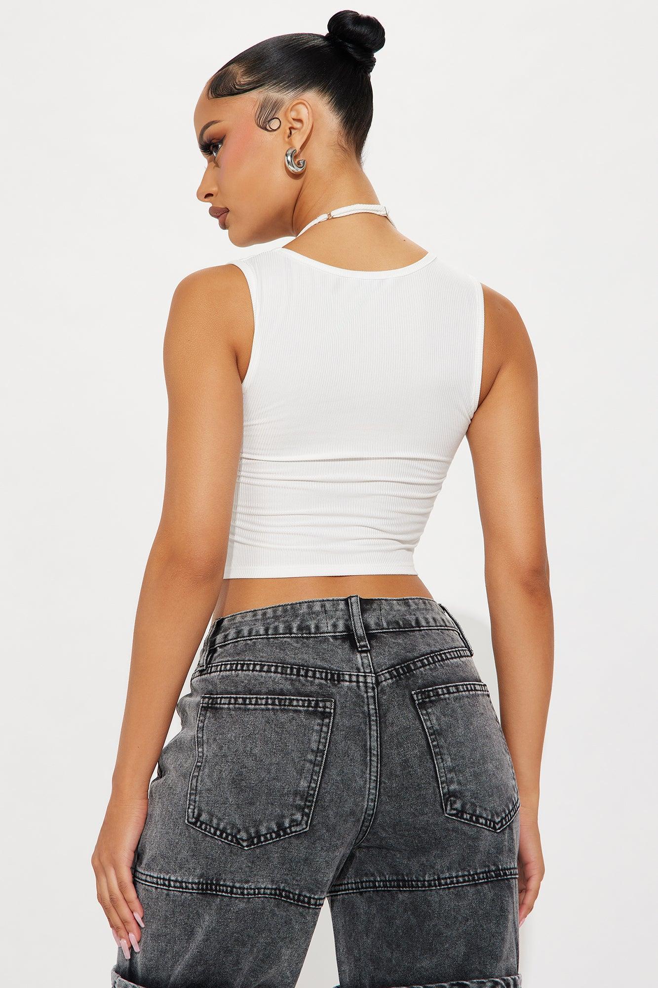 Aubrey Cut Out Ribbed Top - White Product Image