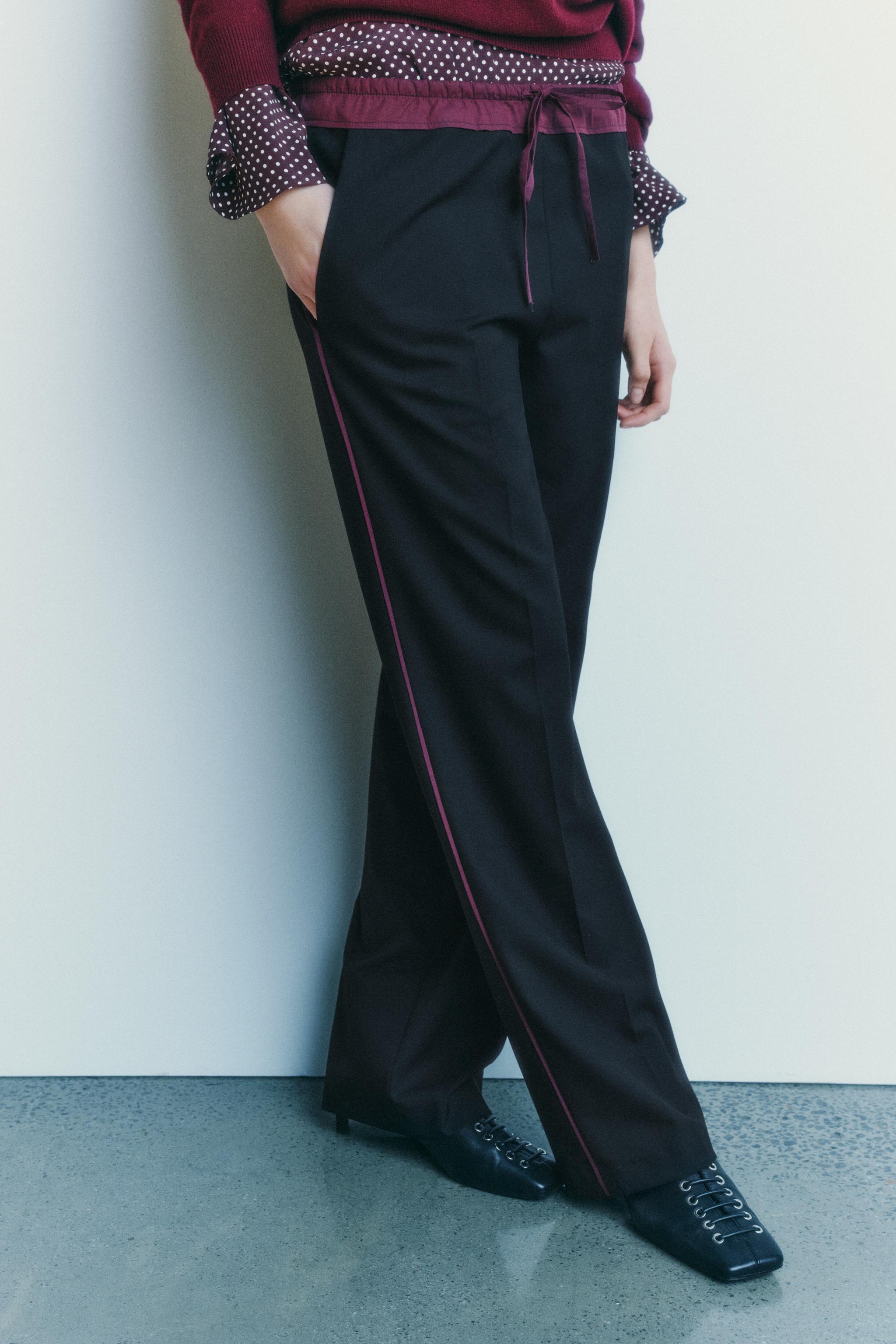 CONTRASTING WAIST PANTS ZW COLLECTION Product Image