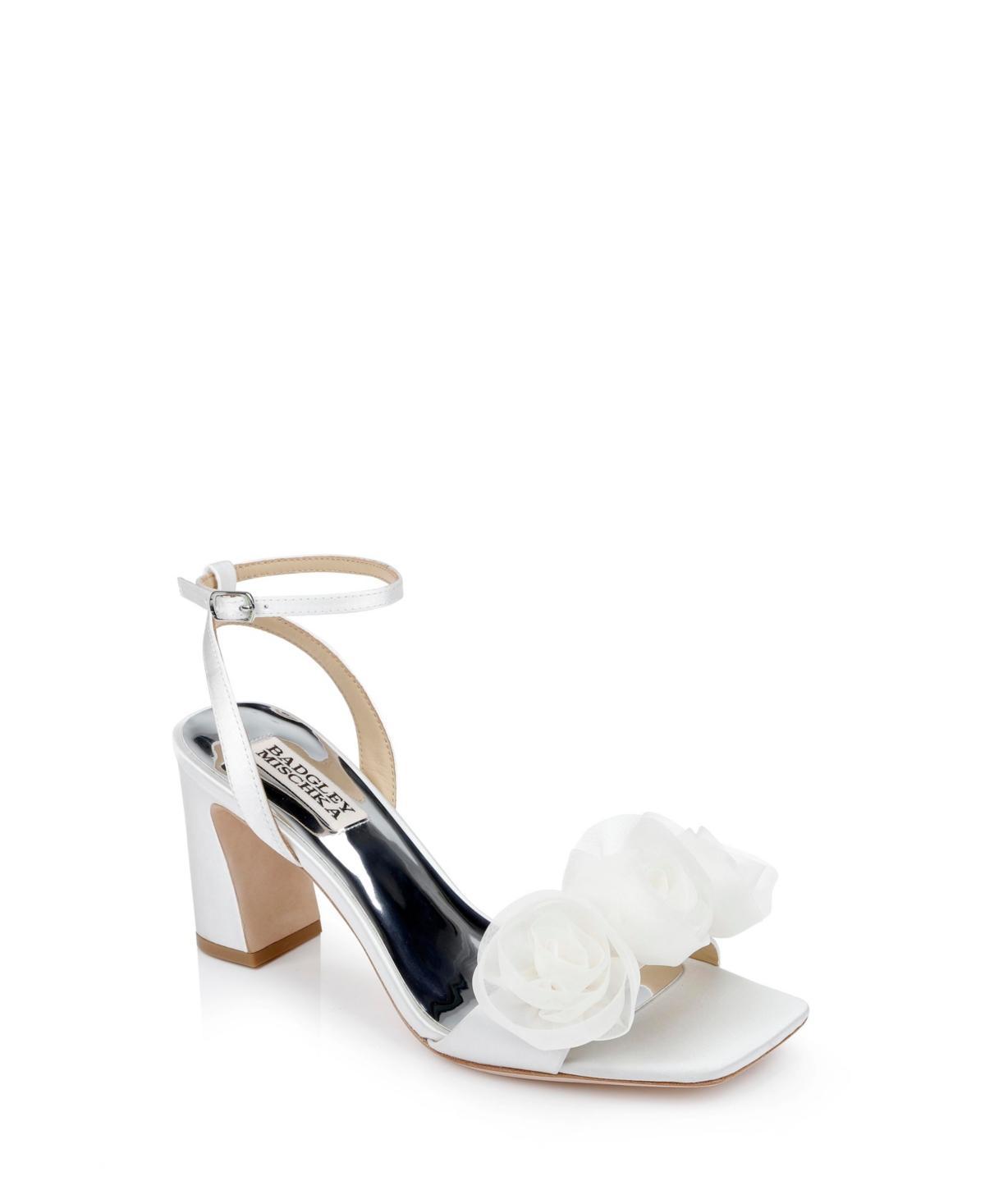 Carli Satin Tulle Rose Ankle-Strap Sandals Product Image