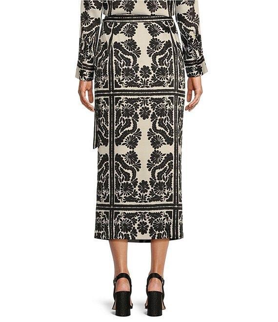 Antonio Melani Clio Printed Satin Coordinating Wrap Midi Skirt Product Image