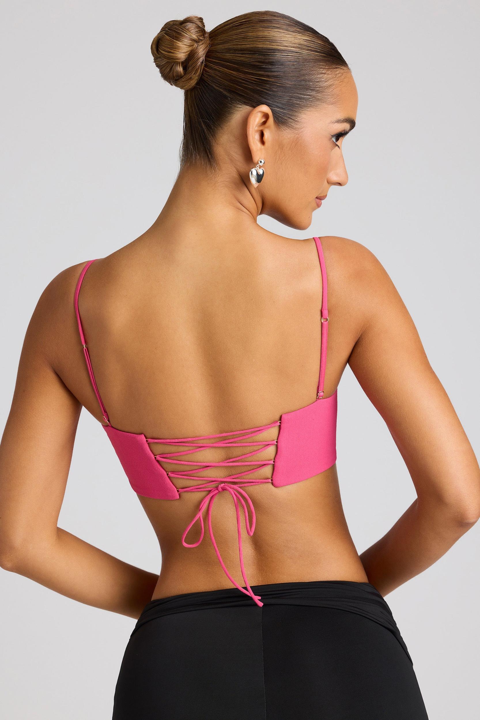 Embellished Heart Detail Crop Top in Magenta Product Image