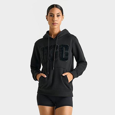 UGG Womens UGG Rey Fuzzy Logo Hoodie - Womens Nimbus/Black/Lotus Blossom Product Image