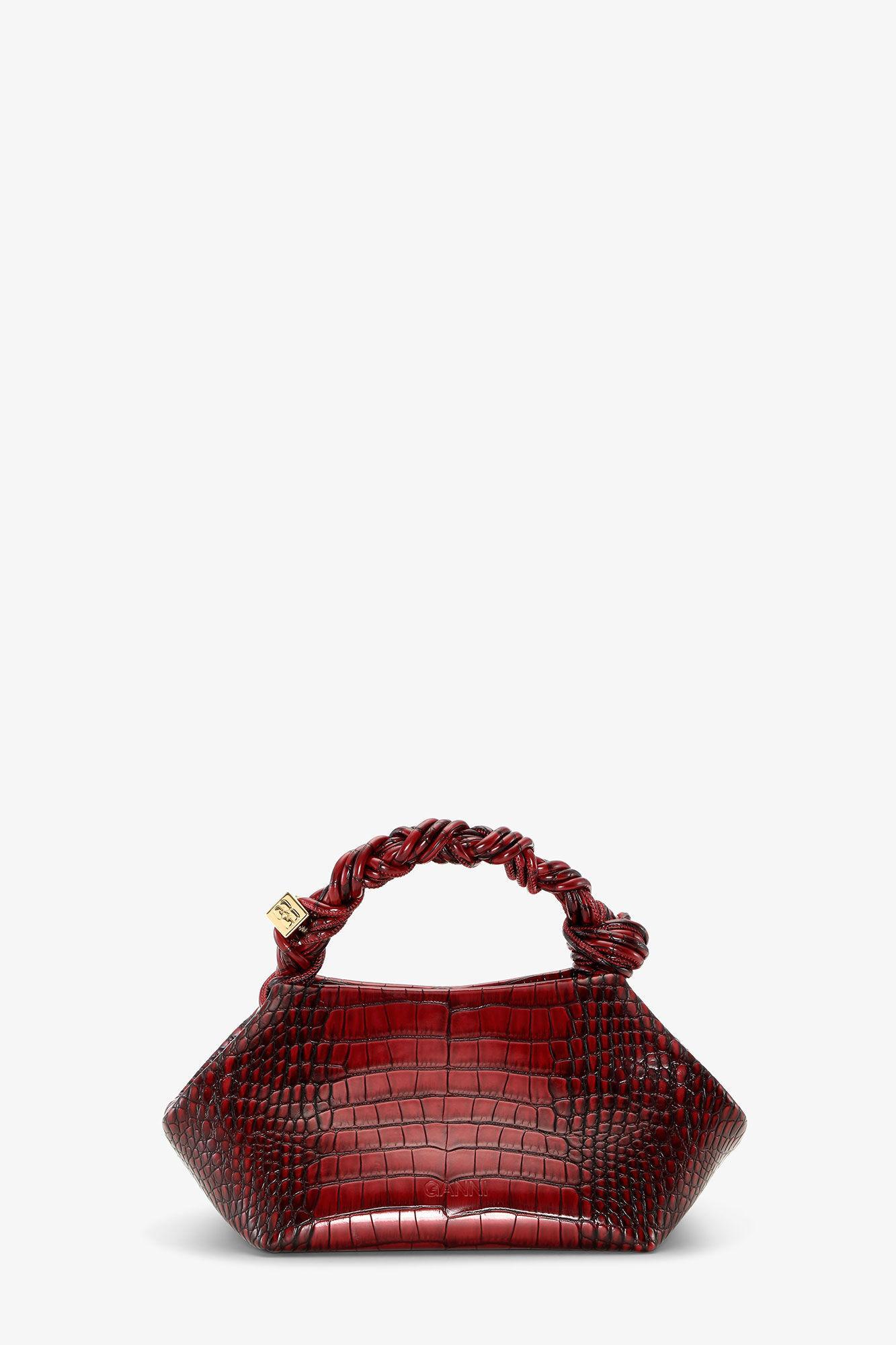 Burgundy Croco Small GANNI Bou Bag Product Image