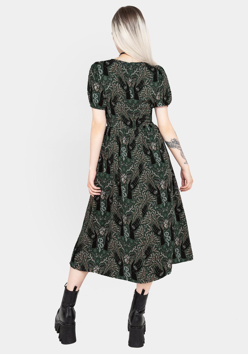 Hemlock Button Front Midi Dress - Green Product Image