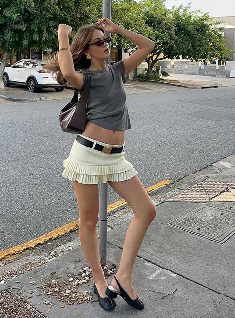 Deei Double Ruffle Mini Skort Soft Lemon Product Image