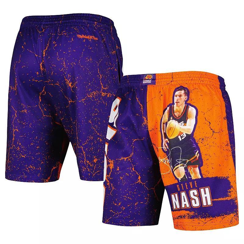 Men's Mitchell & Ness Steve Nash Purple Phoenix Suns Hardwood Classics Player Burst Shorts, Size: 3XL, Phx Purple Product Image