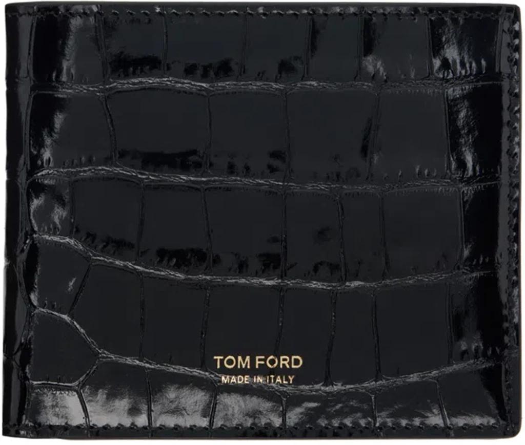 TOM FORD Black Shiny Croc T Line Classic Bifold Wallet Product Image