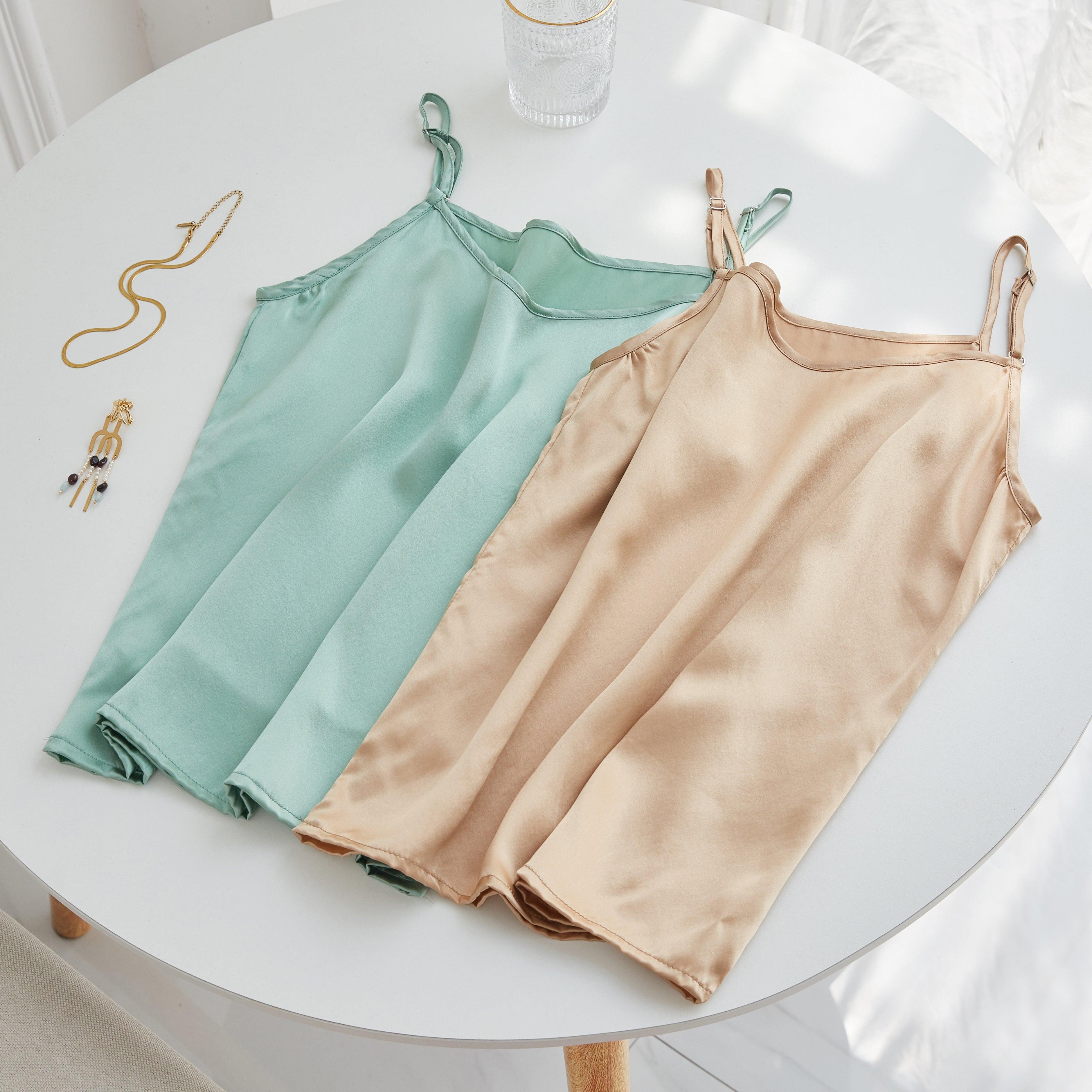 Jade Green Pure Mulberry Silk Camisole with Adjustable Straps | Relaxed Fit | 19 Momme | Soar Collection Product Image