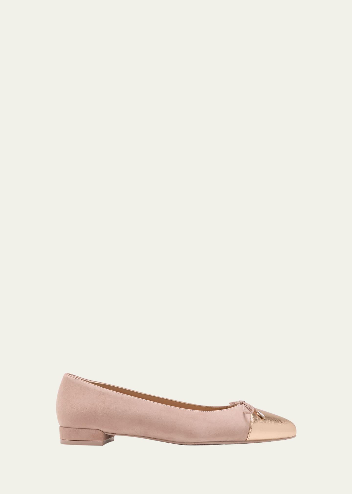 Sleek Bicolor Bow Ballerina Flats Product Image