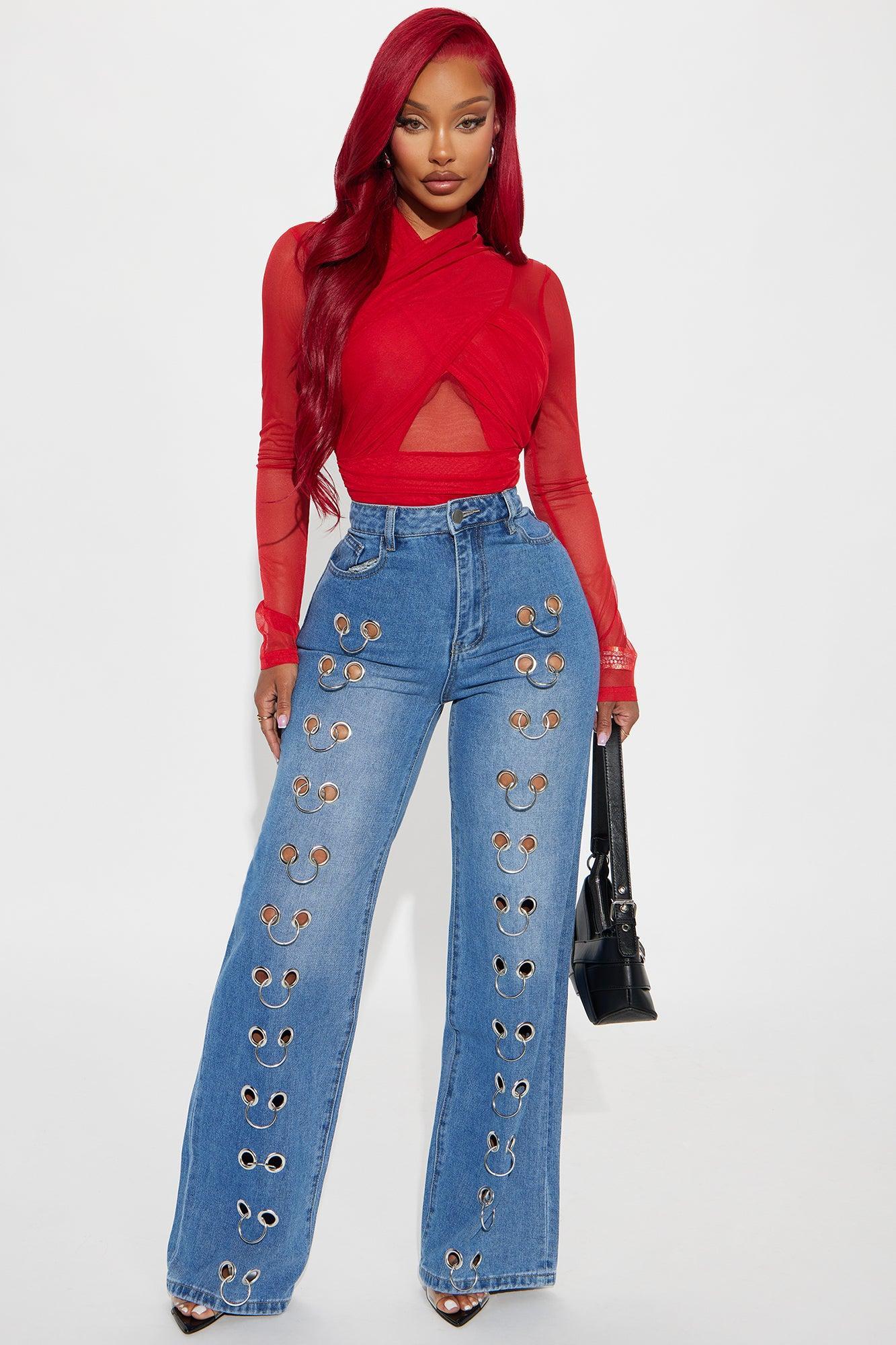 Serena Mesh Bodysuit - Red Product Image