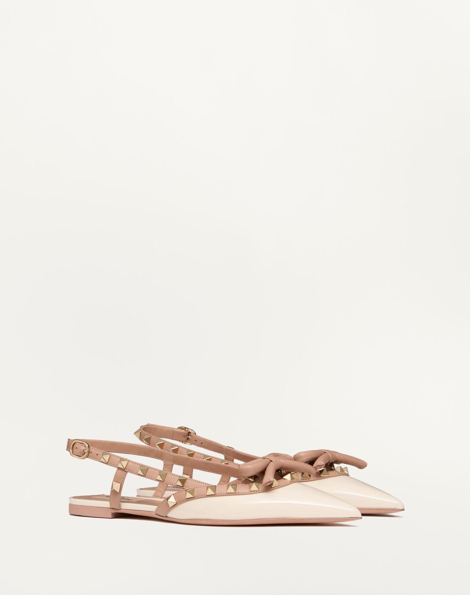 Rockstud Bow Slingback Ballerinas In Patent Leather Product Image