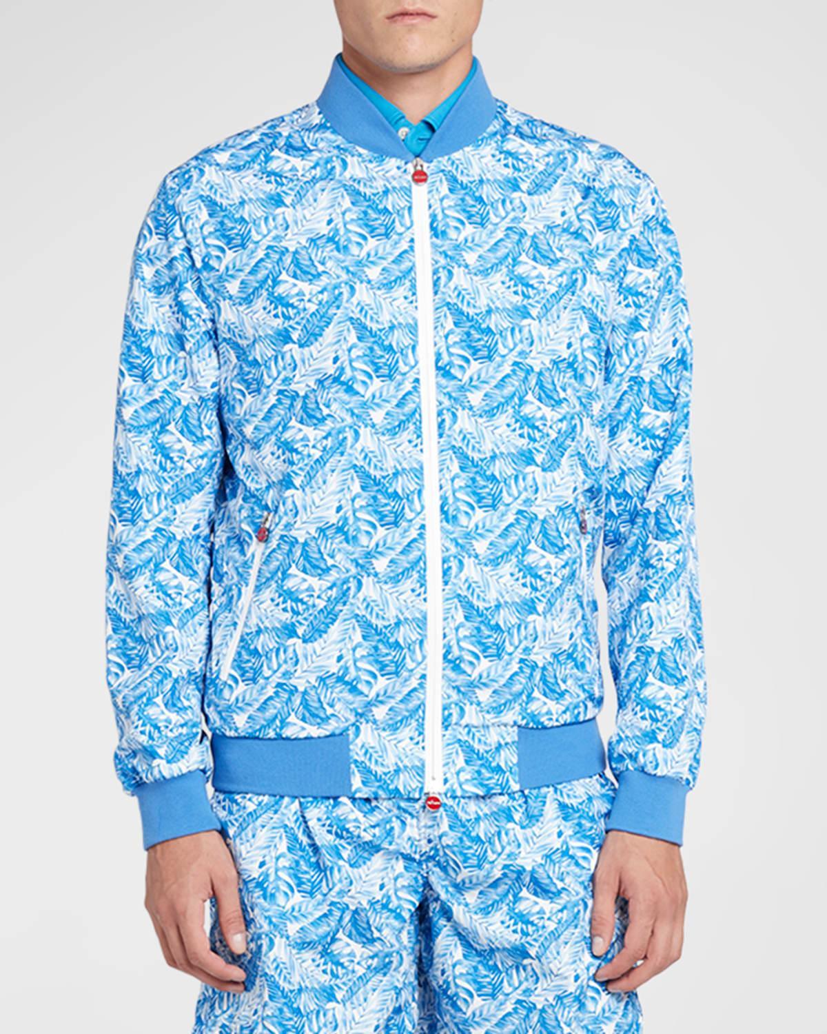 Men's Floral Wind-Resistant Bomber Jacket Product Image