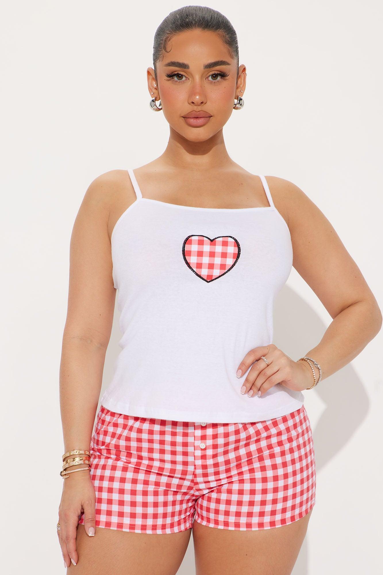Heart Is Taken PJ Boxer Short Set - Red/White Product Image