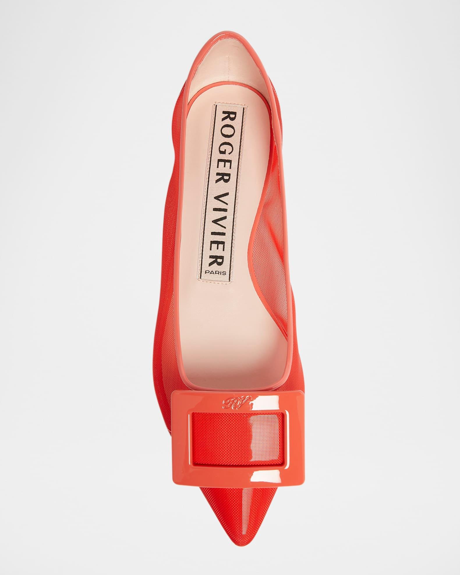 Grommettine Mesh Net Buckle Ballerina Flats Product Image