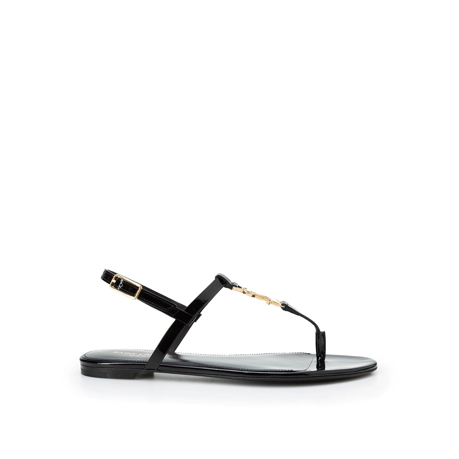 SAINT LAURENT 'cassandra' Flat Sandals In Black   Product Image