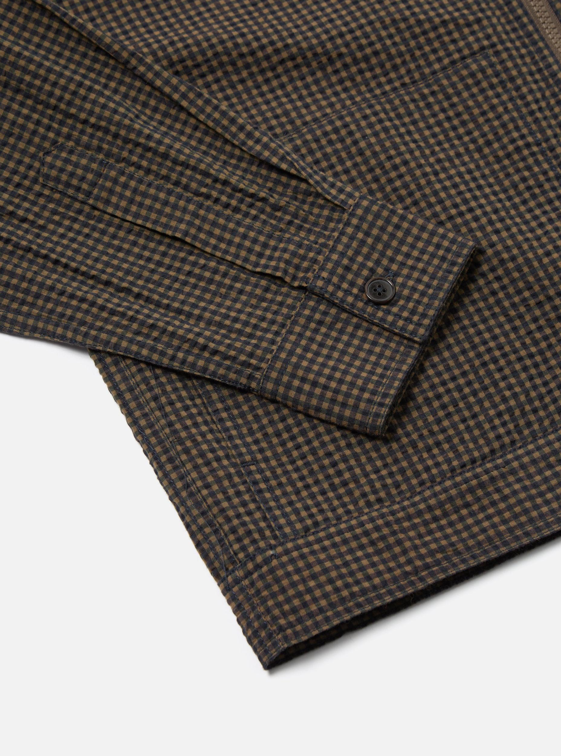 Universal Works Zip Uniform Jacket in Navy Japanese Seersucker Product Image