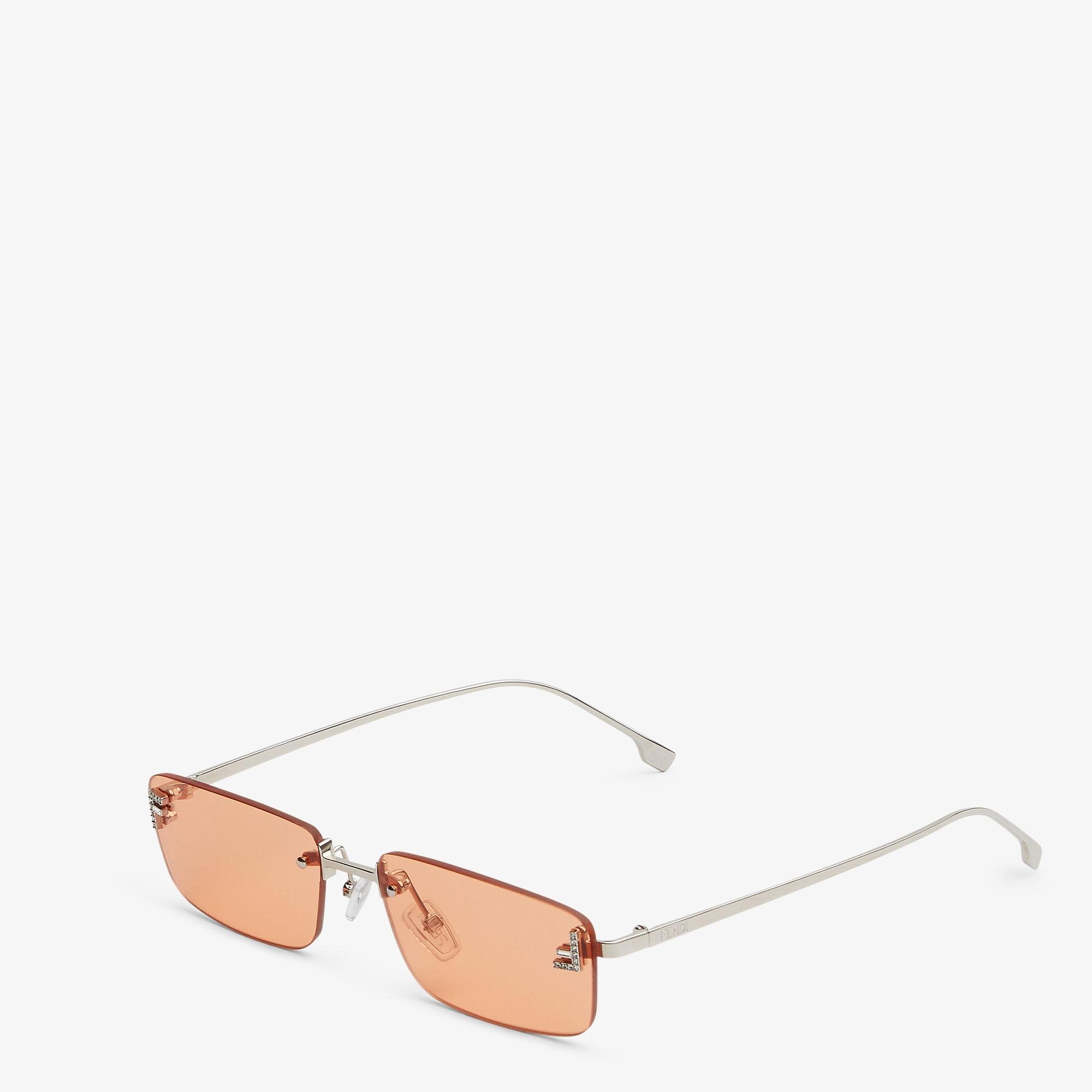 Fendi First CrystalPalladium-colored sunglasses with orange lenses Product Image