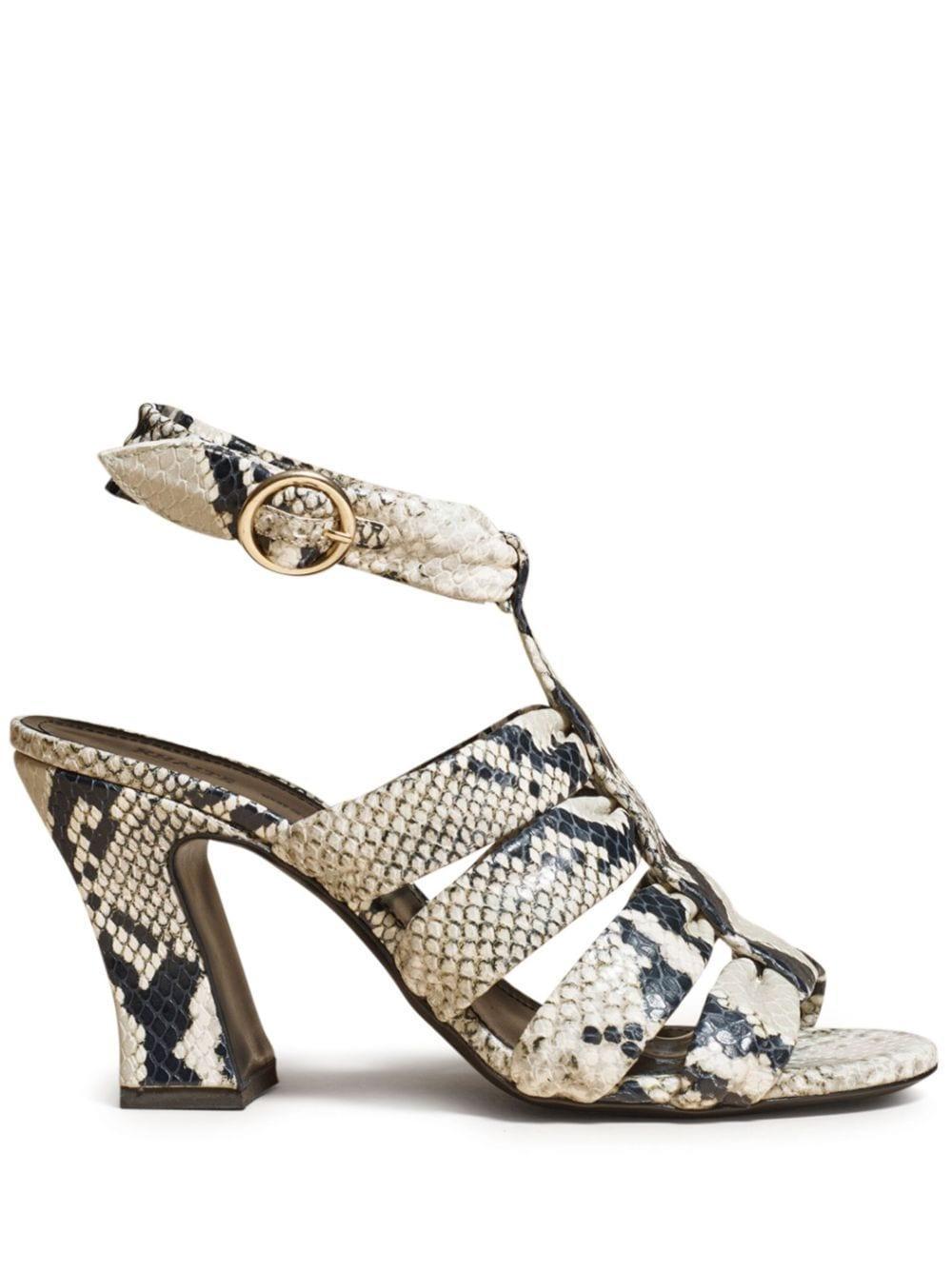 Perth Snakeskin-print 80mm Sandals In Beige Product Image