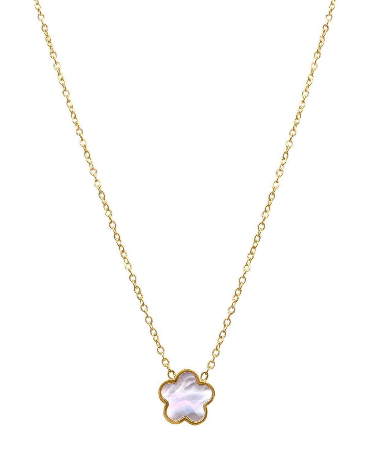 Adornia 14k Gold Plated White Mother-of-Pearl Clover Pendant Necklace, Womens Gold Tone Product Image